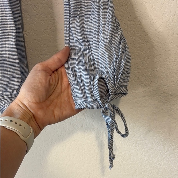 Mango Size medium blue and white striped off shoulder Blouse - Picture 4 of 7